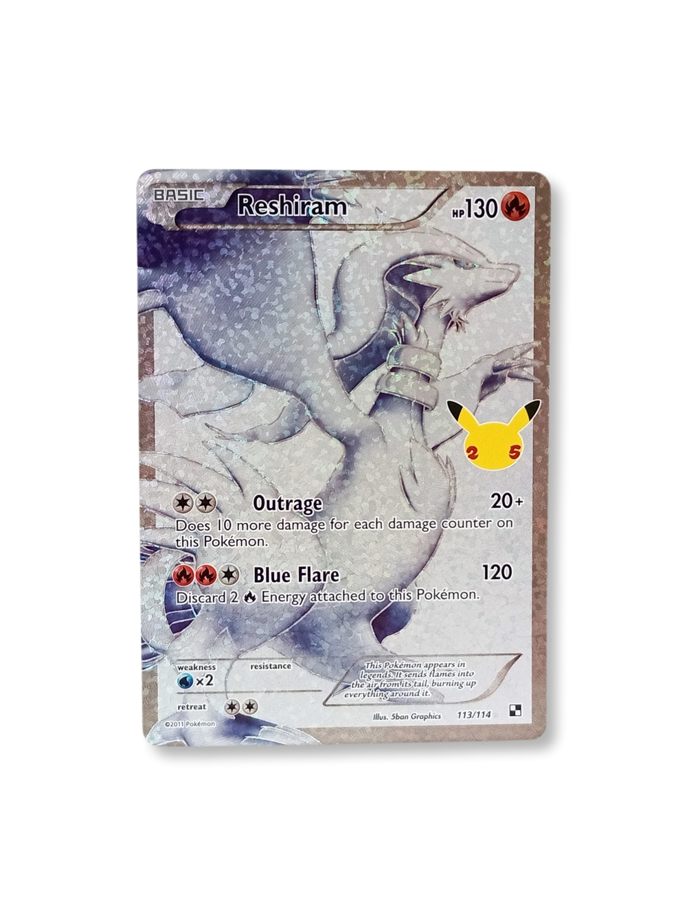 2 For 60$ Reshiram 113/114 Celebrations🎉 Classic Collection Holo Pokemon Card